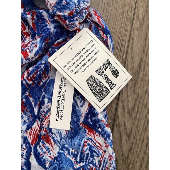 NWT New Direction Women's Midi Skirt Red & Blue Abstract Print  Elastic Waist Li - Picture 6 of 6